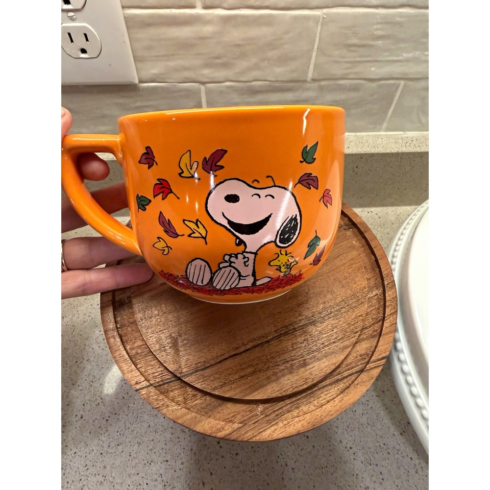 Hallmark Peanuts Snoopy & Woodstock Fall Leaves Orange  Discontinued Coffee  Mug